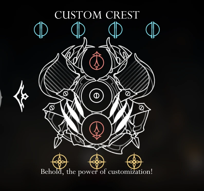 Custom Crest Builder composing custom crests in Hollow Knight: Silksong