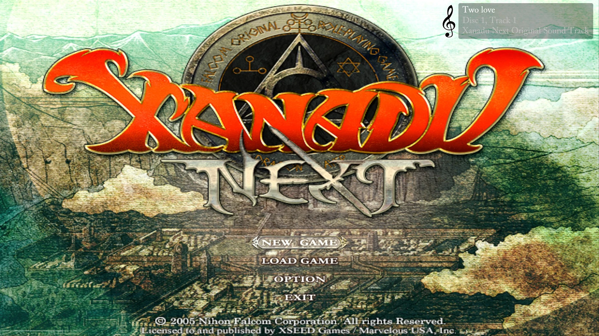 Xanadu Next BGM Information running in game